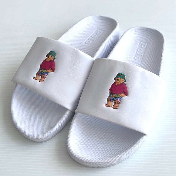 Polo Ralph Lauren Cayson Bear Pool White Sandals Sz 13 New